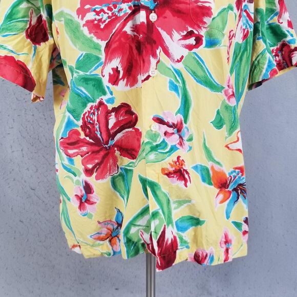 Polo Ralph Lauren Caldwell Shirt Mens Large Yellow Silk Cotton Camp Hawaiian - Picture 3 of 11